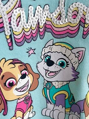 $5 💥Skye Everest Paw Patrol T-Shirt, Sequins! Arc Ruffle Hem, Pretty Teal Blue